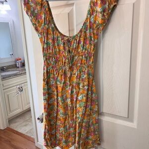 Billabong Floral Dress with Orange and Green Accents